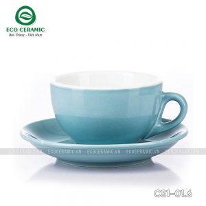 bo ly su uong cafe cappuccino dang thap 220ml xanh duong